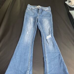 Fashion Nova Blue Flare Wide Leg Jeans